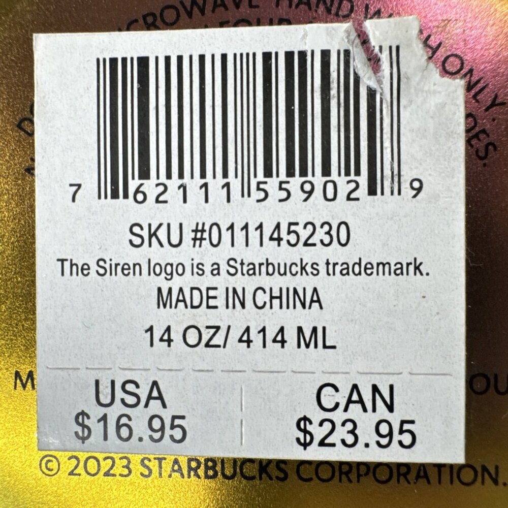 Starbucks Skull Mug Rainbow Oil Slick Iridescent Gothic Coffee 14 oz NOT USED - Picture 7 of 9